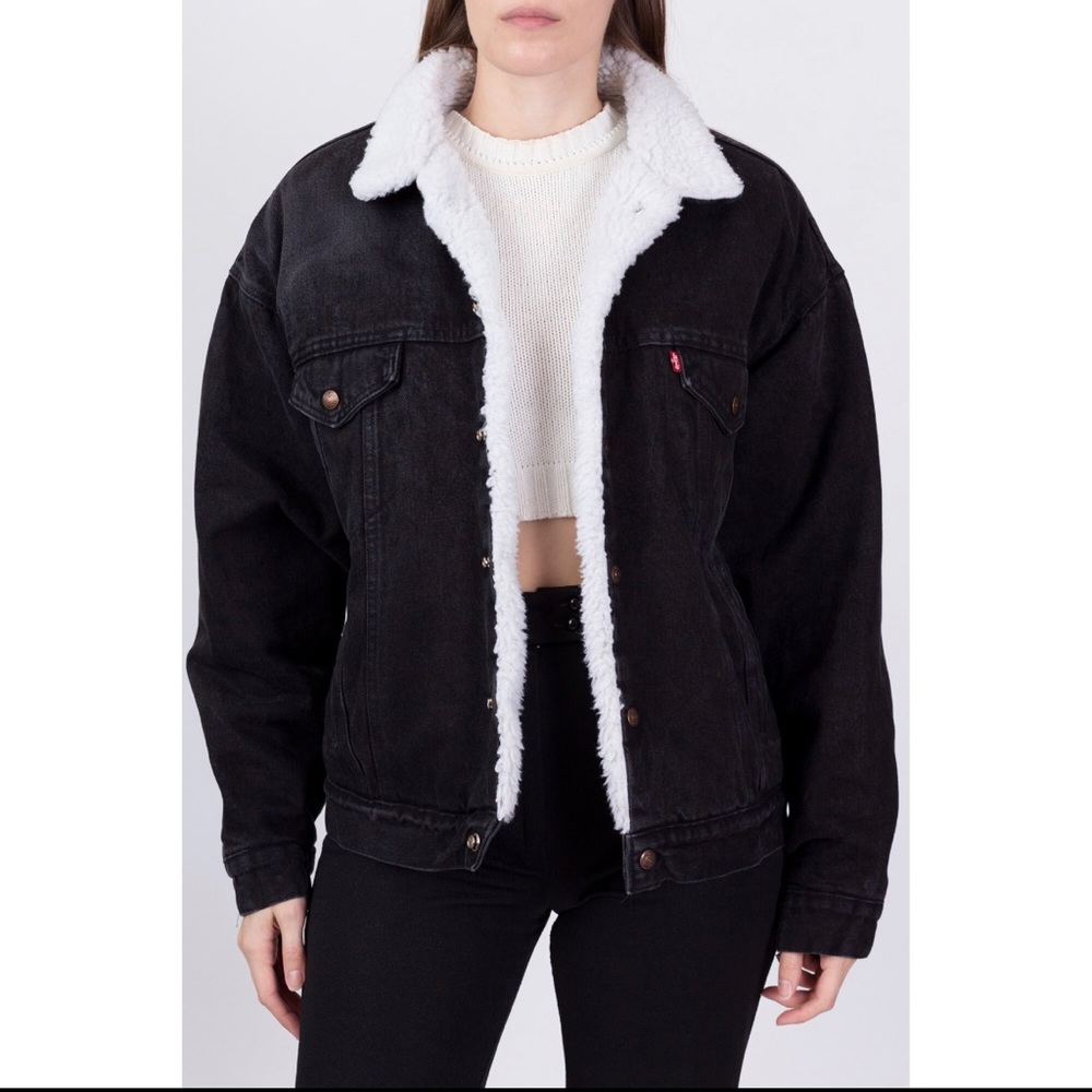 Levi’s Black denim Sherpa Trucker jacket